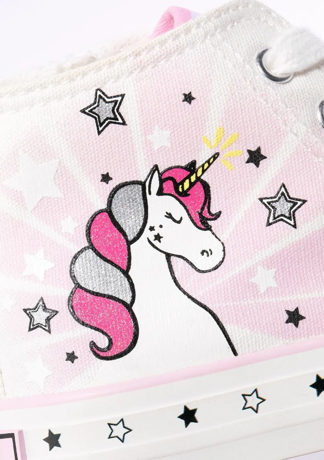 Discount Zapatillas Altas De Niña Unicornio Solar Lona Blanco Zapatillas
