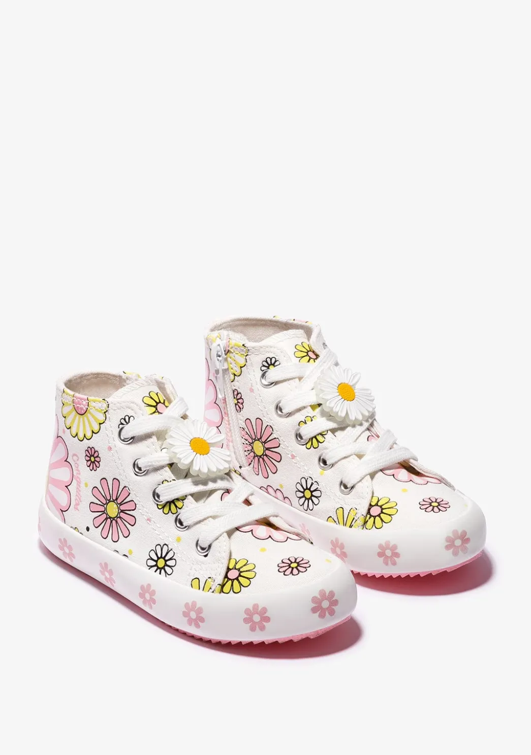 Clearance Zapatillas Altas Flores Brillo En La Oscuridad Blanco Zapatillas