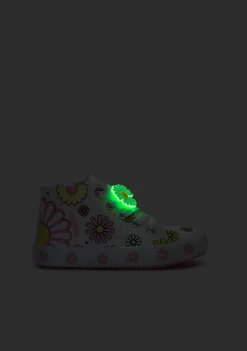 Clearance Zapatillas Altas Flores Brillo En La Oscuridad Blanco Zapatillas