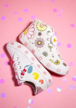 Clearance Zapatillas Altas Flores Brillo En La Oscuridad Blanco Zapatillas