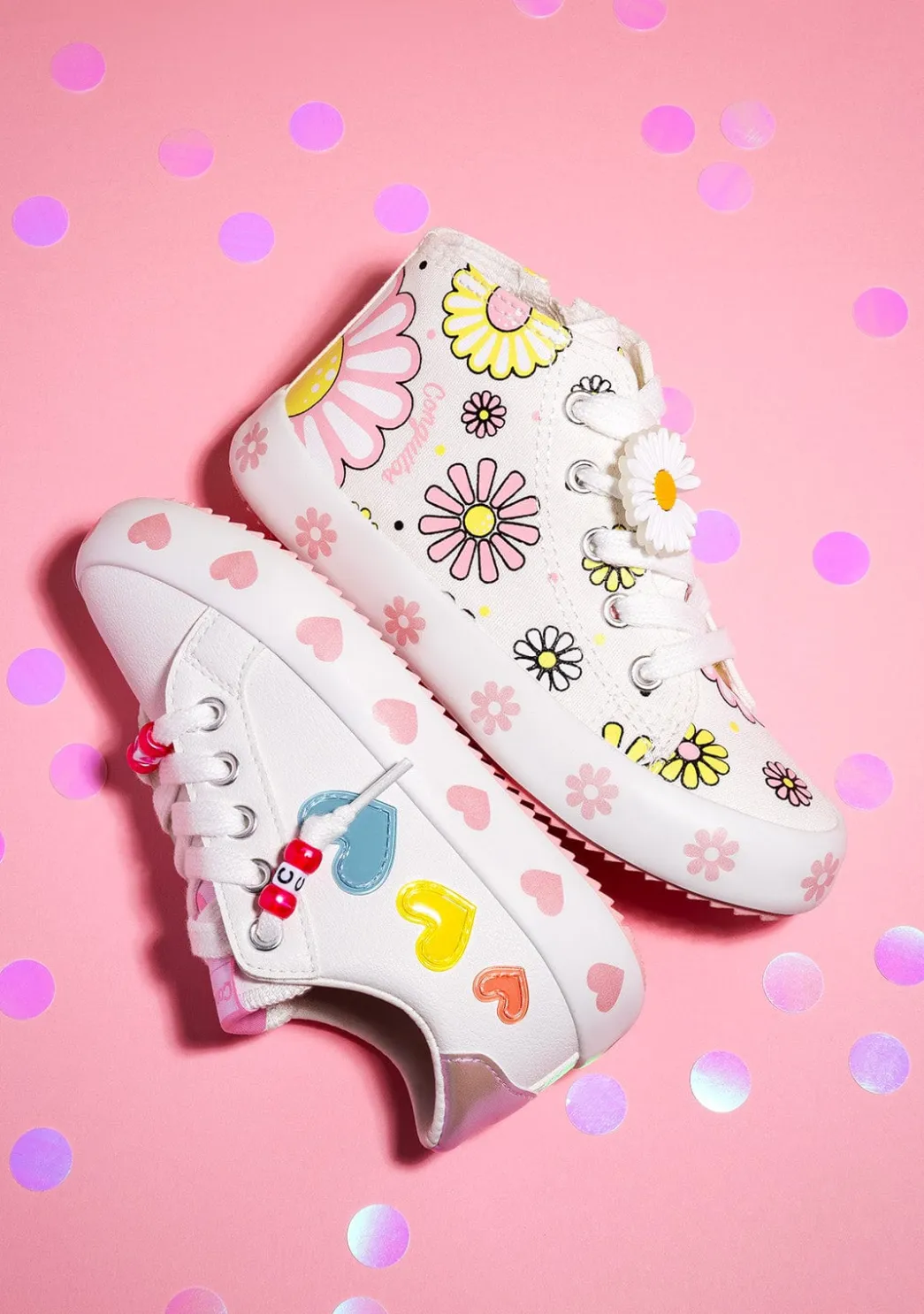 Clearance Zapatillas Altas Flores Brillo En La Oscuridad Blanco Zapatillas