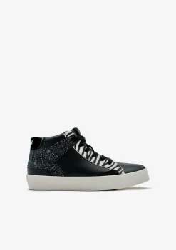 Outlet Zapatillas Altas Glitter Cebra B&W Zapatillas|Zapatillas