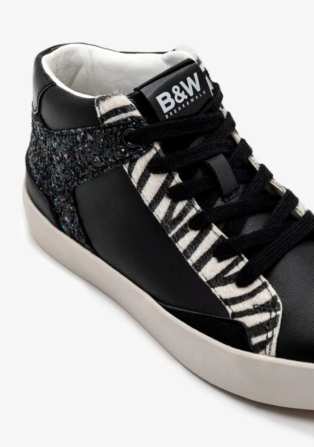 Outlet Zapatillas Altas Glitter Cebra B&W Zapatillas|Zapatillas