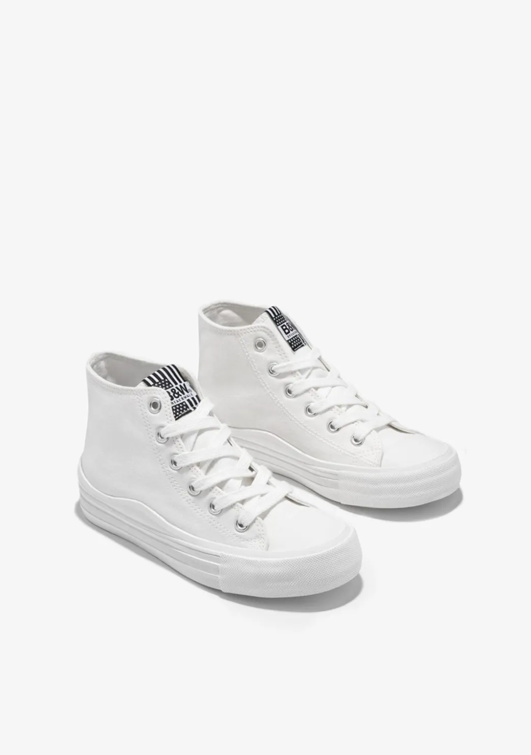 Hot Zapatillas Altas Lona Blanca B&W Zapatillas|Zapatillas