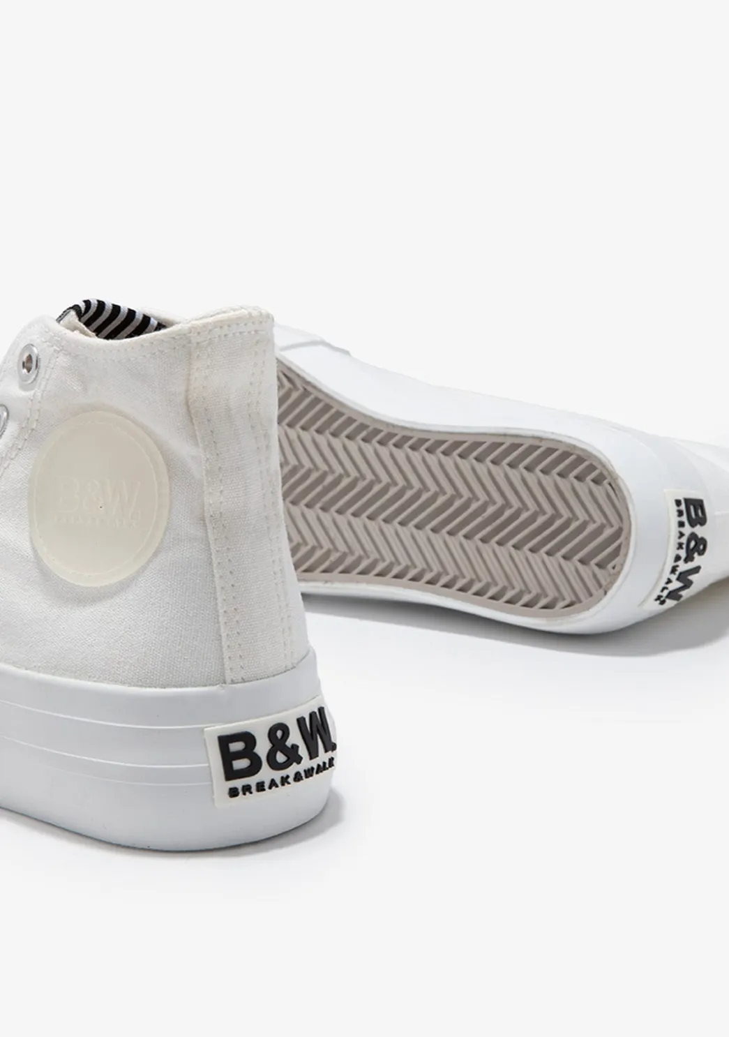 Discount Zapatillas Altas Lona Plataforma Blanco B&W Zapatillas|Zapatillas