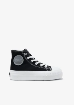 Cheap Zapatillas Altas Lona Plataforma Negro B&W Zapatillas|Zapatillas