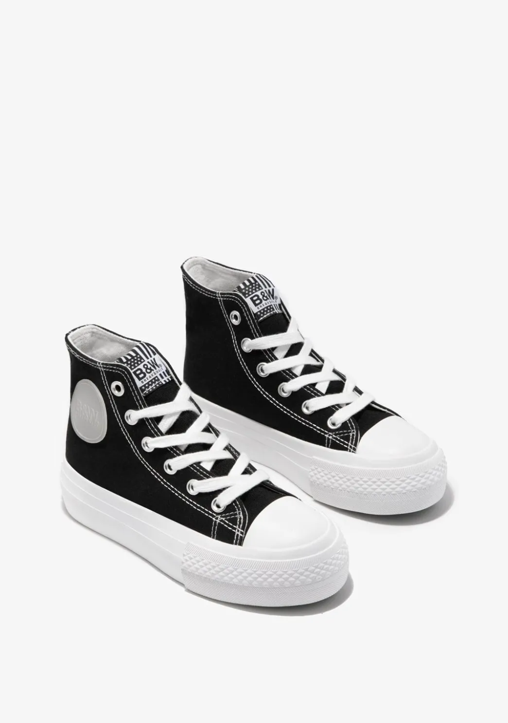 Cheap Zapatillas Altas Lona Plataforma Negro B&W Zapatillas|Zapatillas