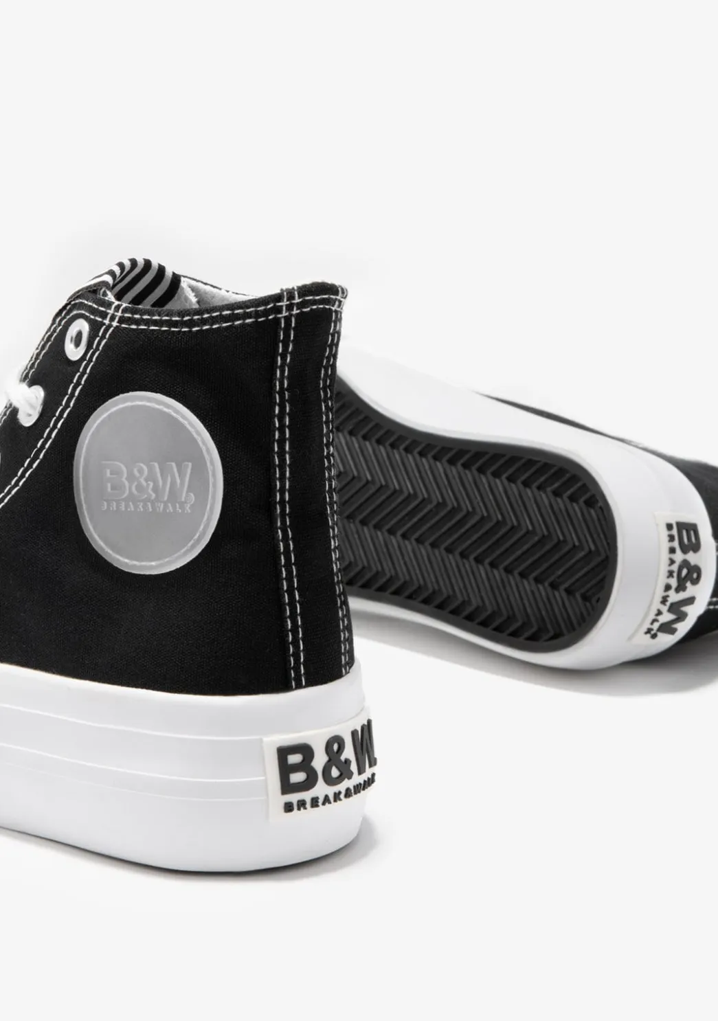 Cheap Zapatillas Altas Lona Plataforma Negro B&W Zapatillas|Zapatillas