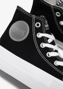 Cheap Zapatillas Altas Lona Plataforma Negro B&W Zapatillas|Zapatillas