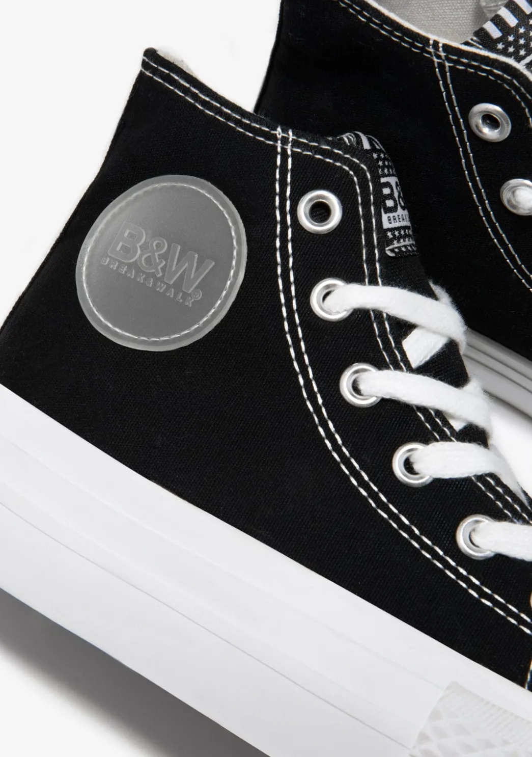 Cheap Zapatillas Altas Lona Plataforma Negro B&W Zapatillas|Zapatillas