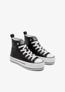 Best Zapatillas Altas Negras Con Purpurina B&W Zapatillas|Zapatillas