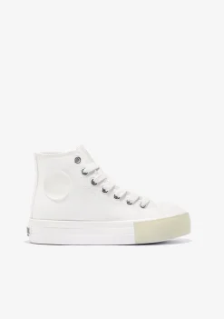 Online Zapatillas Altas Unisex Logo Lona Blanco B&W Zapatillas|Zapatillas