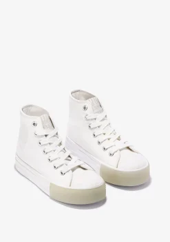 Online Zapatillas Altas Unisex Logo Lona Blanco B&W Zapatillas|Zapatillas