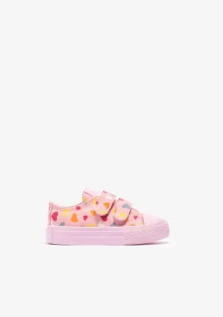 Clearance Zapatillas De Bebé Corazón Lona Rosa Zapatillas|Zapatillas
