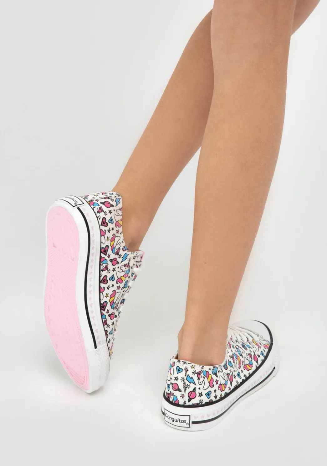 Sale Zapatillas De Niña Unicornio Lona Blanco Zapatillas