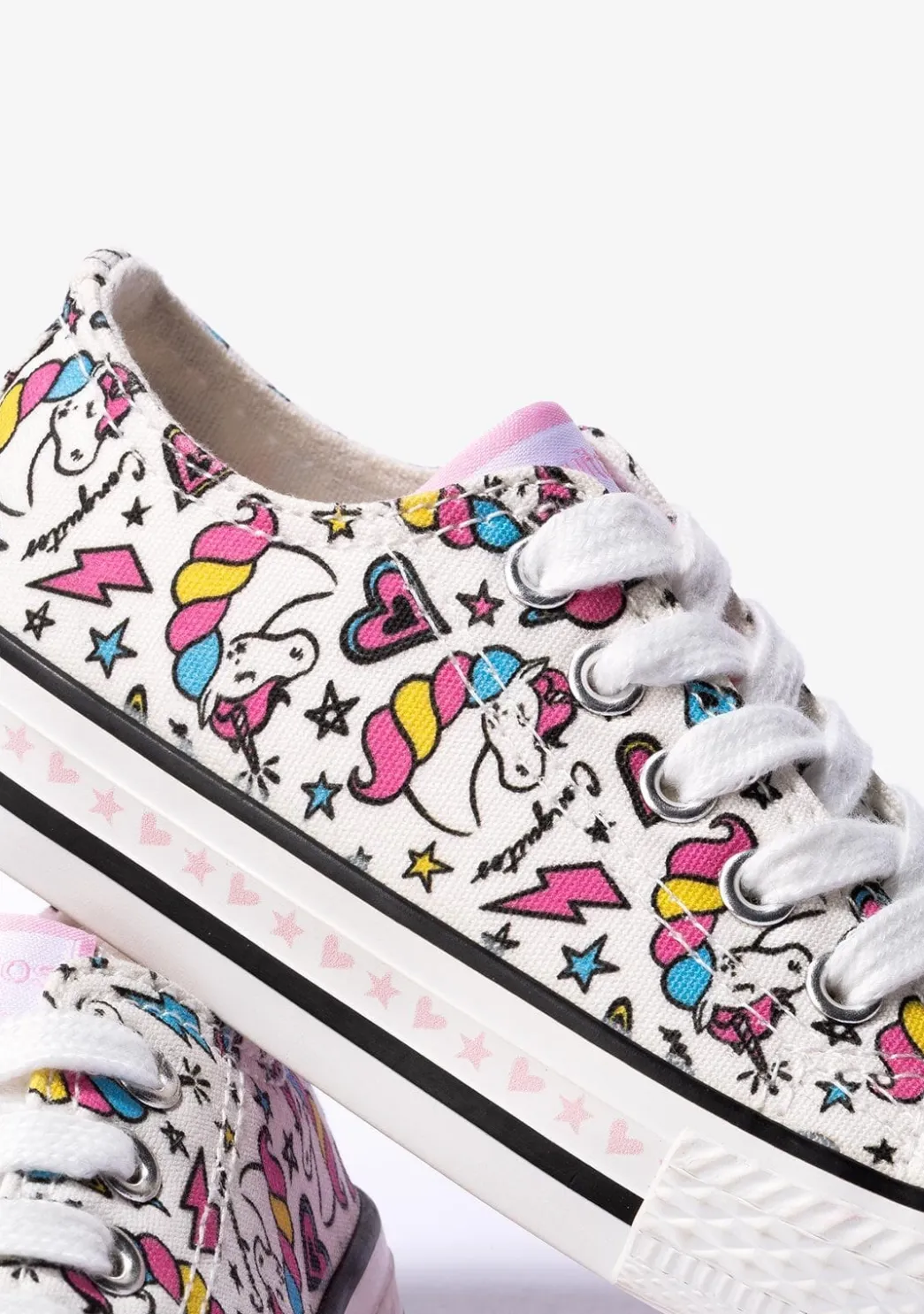 Sale Zapatillas De Niña Unicornio Lona Blanco Zapatillas