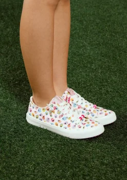 Cheap Zapatillas Flores Lona Blanco Zapatillas
