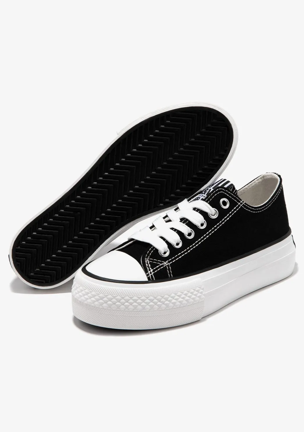 Cheap Zapatillas Lona Plataforma Negro B&W Zapatillas|Zapatillas