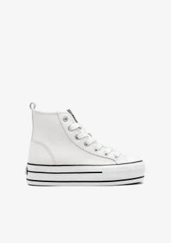 Outlet Zapatillas Napa Blancas Alta B&W Zapatillas|Zapatillas
